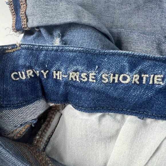 American Eagle Short Women 26* Curvy Hi Rise Shortie Blue Distressed Denim Tag 6 - Picture 5 of 16
